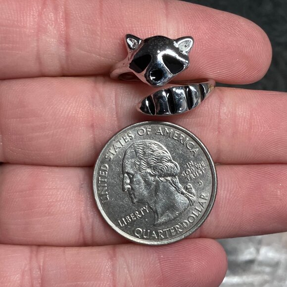 Cute Trash Panda Raccoon Adjustable Ring - Picture 4 of 5